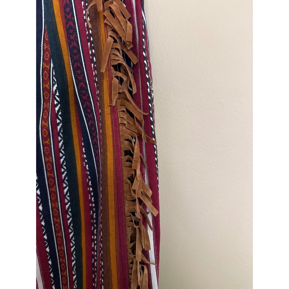 Vintage South western wrap stripe Maxi Skirt Fringe back Slit sz3 Boho  Cowgirl - Picture 4 of 11